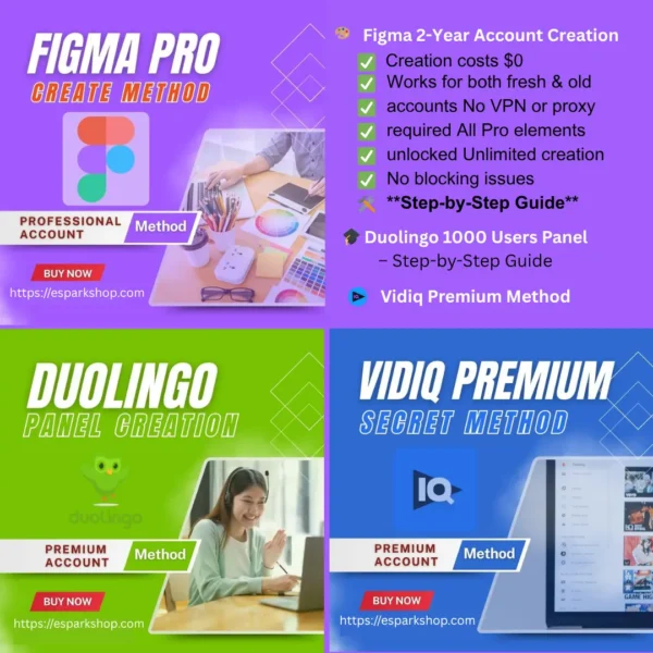 Triple Power Pack – Figma, Duolingo, VidIQ Pro Method